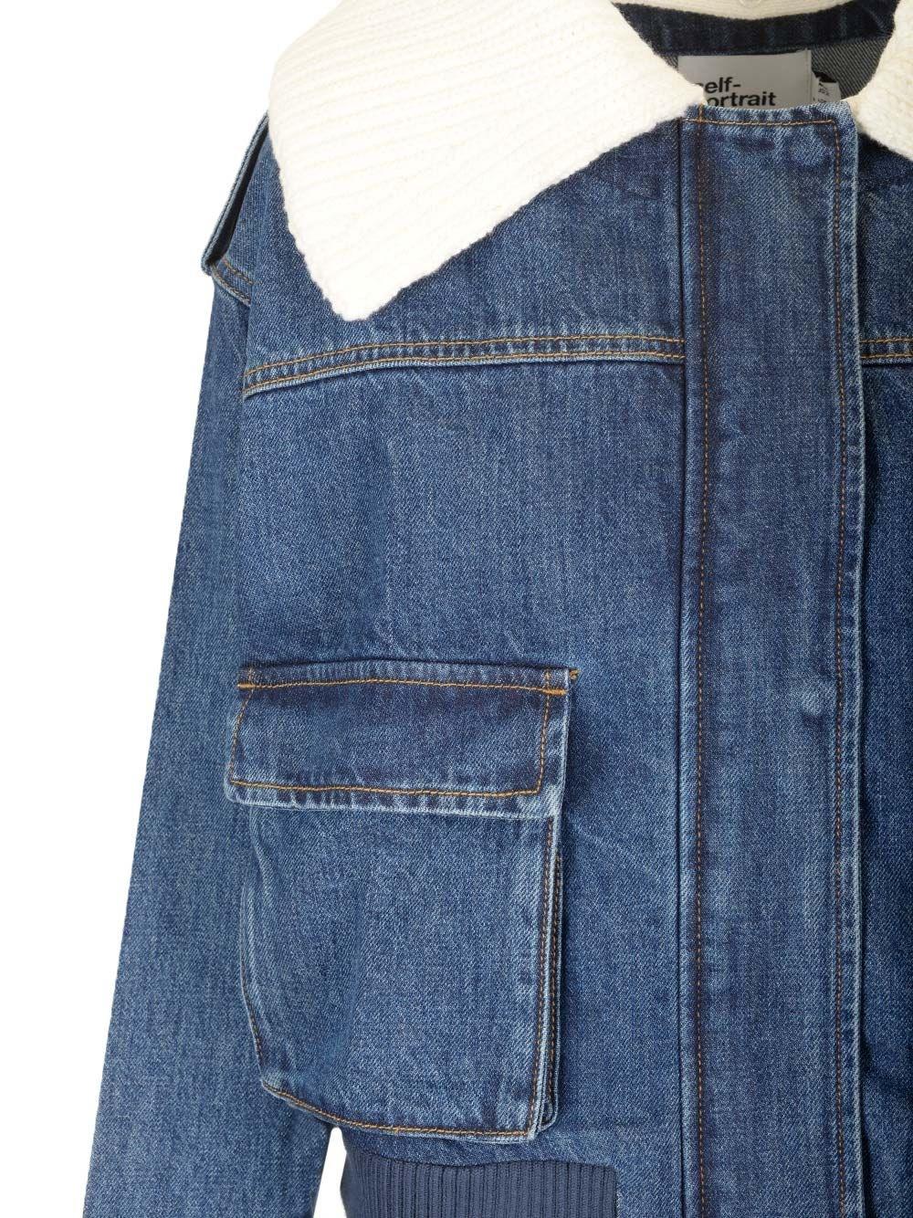 Al Duca D'Aosta Self-portrait Giacca jeans collo in maglia Italia