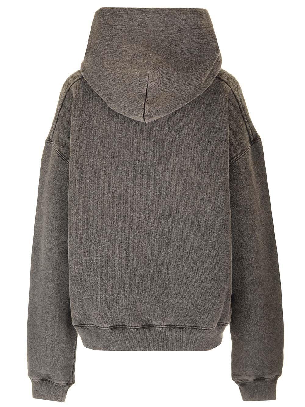 Al Duca D'Aosta Alexander Wang UNISEX HOODIE WITH DISTRESSED SKYLINE LOGO GRAPHIC WASHED CHARCOAL Qualità Garantita