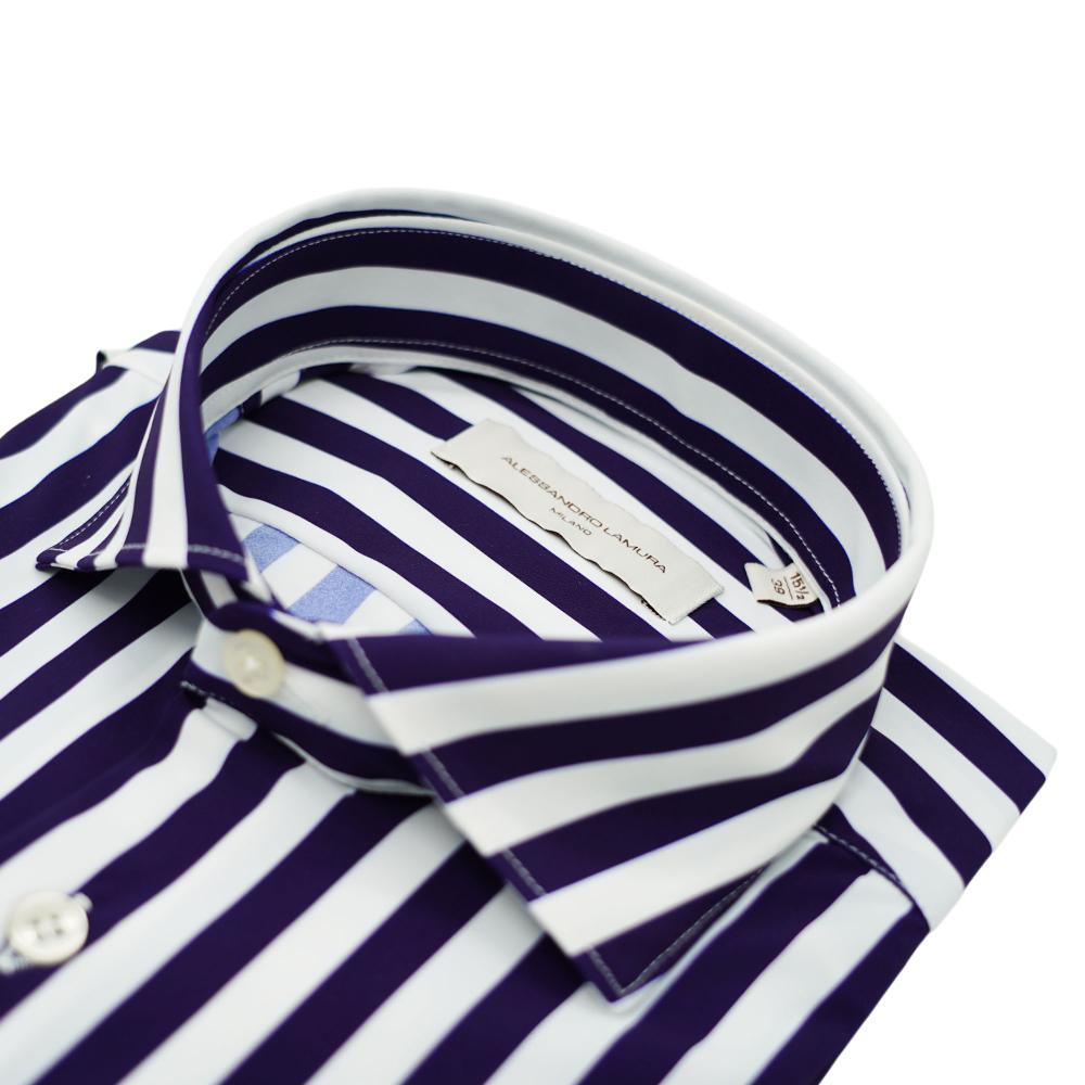 Alessandro Lamura Camicia a righe bianche e blu navy Fino Al -60%