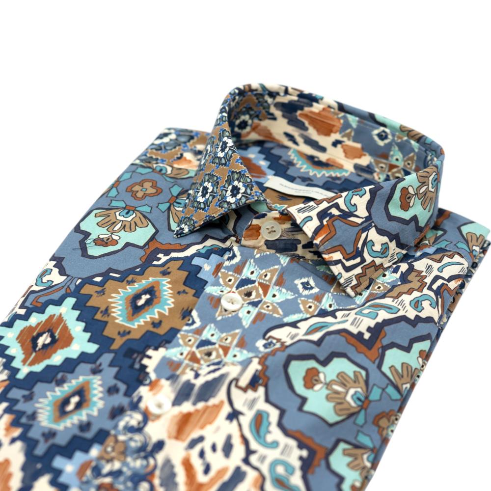 Alessandro Lamura Camicia Multicolore con Motivo Geometrico Etnico Affare Del Giorno