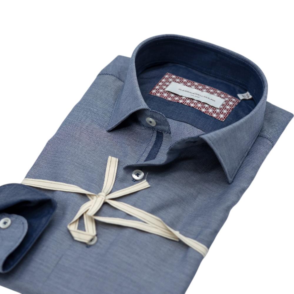 Alessandro Lamura Camicia Azzurra con Dettagli Interni Rossi e Bianchi Sottocosto