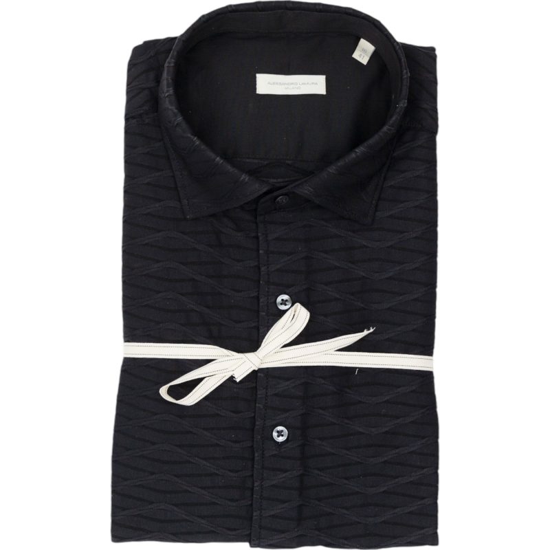 Alessandro Lamura Camicia Nera con Texture in Rilievo Hotsell