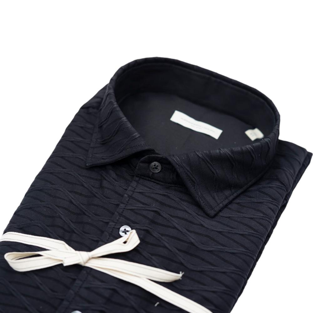 Alessandro Lamura Camicia Nera con Texture in Rilievo Hotsell