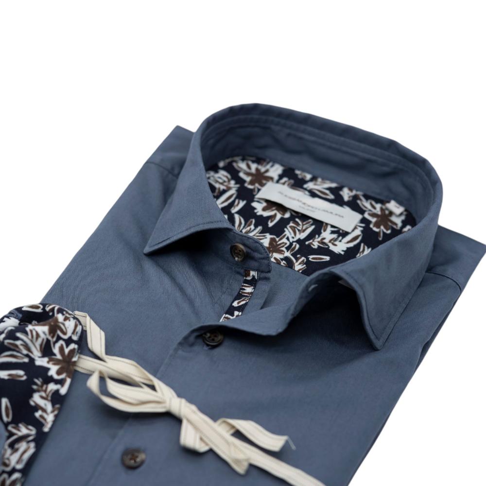 Alessandro Lamura Camicia Grigio Scuro Con Dettagli Floreali a Contrasto Italia