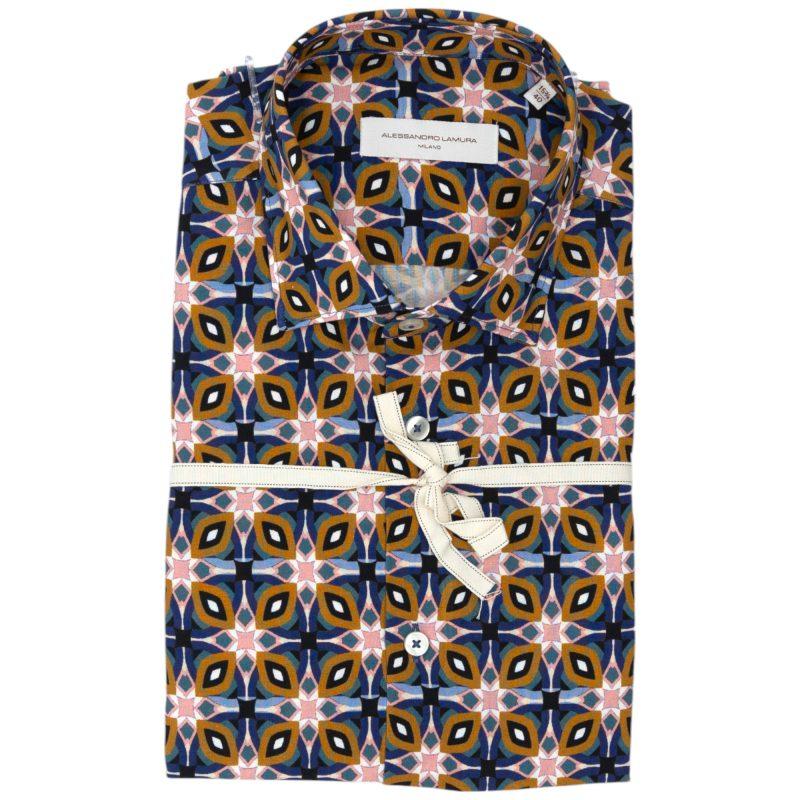 Alessandro Lamura Camicia Multicolore con Motivo Geometrico Soddisfazione Garantita