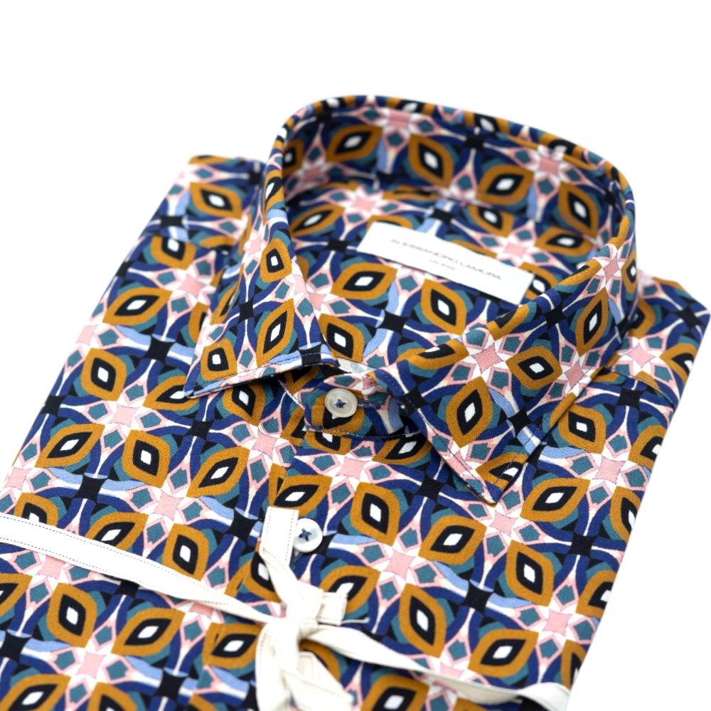 Alessandro Lamura Camicia Multicolore con Motivo Geometrico Soddisfazione Garantita