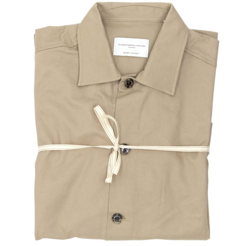 Alessandro Lamura Camicia Overshirt Beige Tinta Unita Consegna Veloce