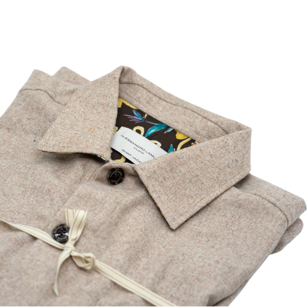 Alessandro Lamura Camicia Overshirt Beige Melangiato con Dettagli Interni Floreali Fino Al -60%