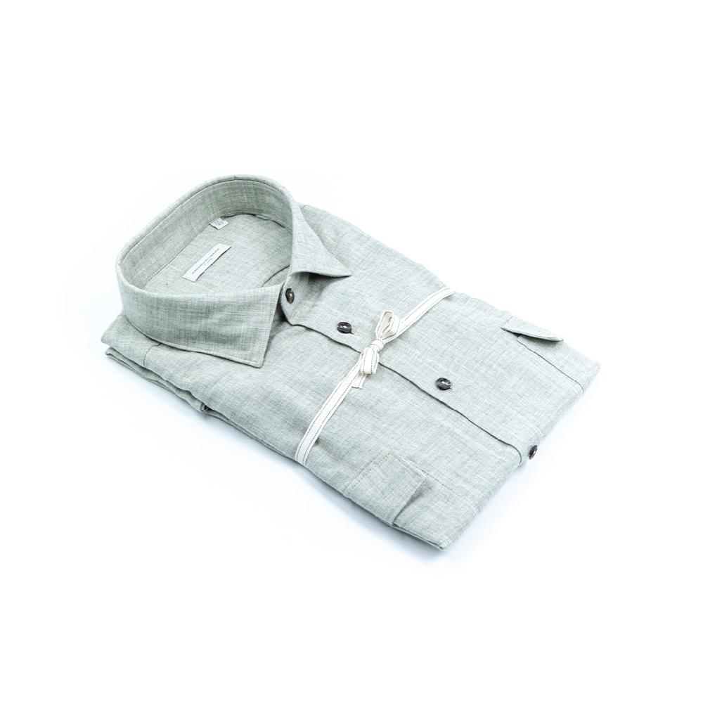 Alessandro Lamura Camicia Overshirt in Twill di flanella – Collo Italiano con contrasti Outlet