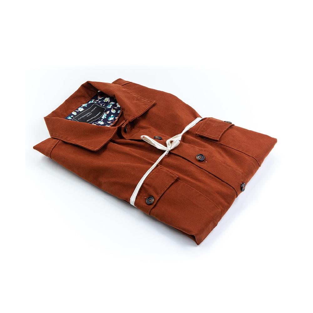 Alessandro Lamura Camicia Overshirt in Gabardine doppia – Collo Italiano con contrasti In Vendita