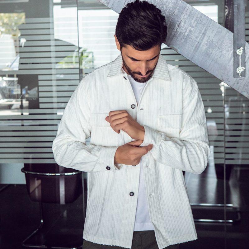 Alessandro Lamura Camicia Overshirt a righe di velluto – Collo Italiano Offerte