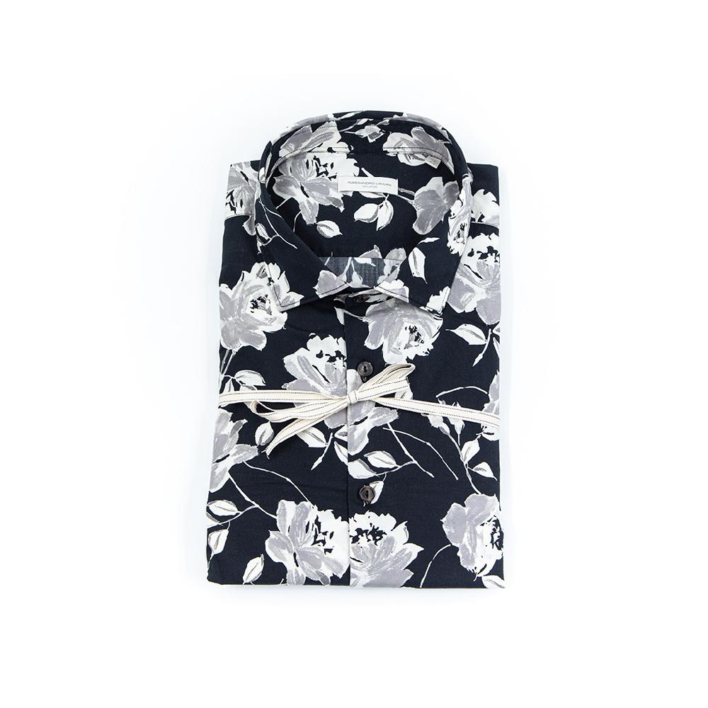 Alessandro Lamura Camicia Di Cotone Stampa Rose – Collo italiano Hotsell