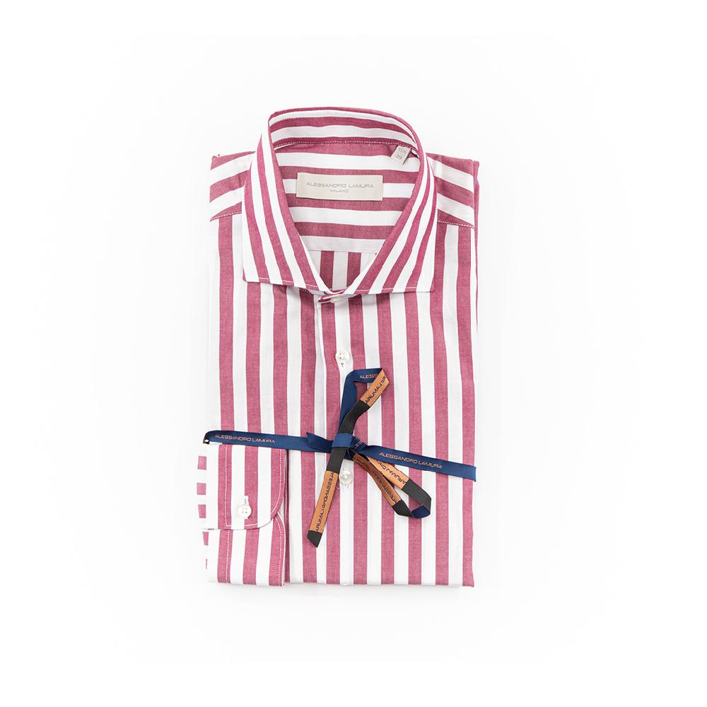 Alessandro Lamura Camicia Di Cotone Rigata – Collo francese Promozione Limitata