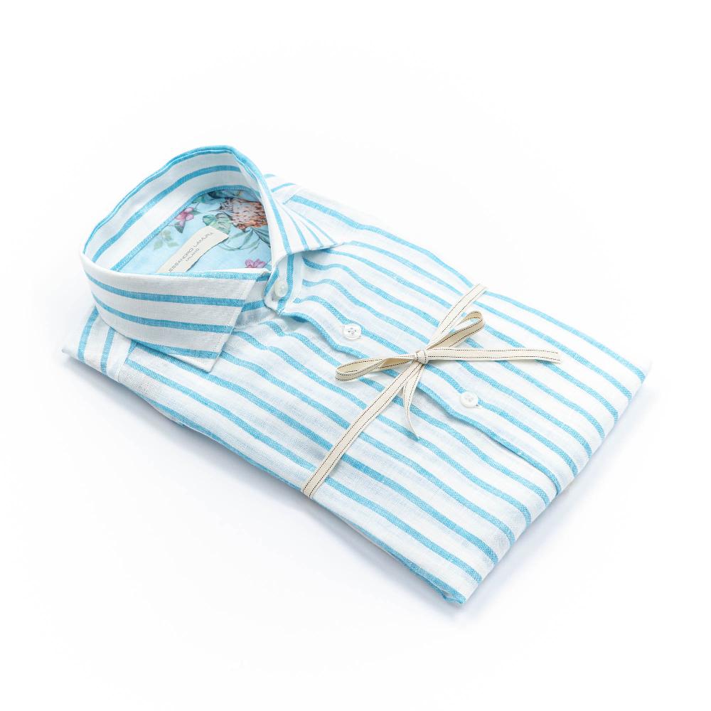 Alessandro Lamura Camicia A Righe Bianca E Blu Collo Francese Fino Al -60%