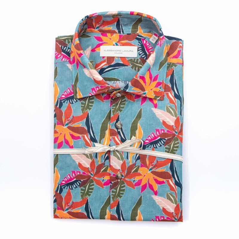 Alessandro Lamura Camicia Fantasia Uomo Con Collo Italiano Outlet