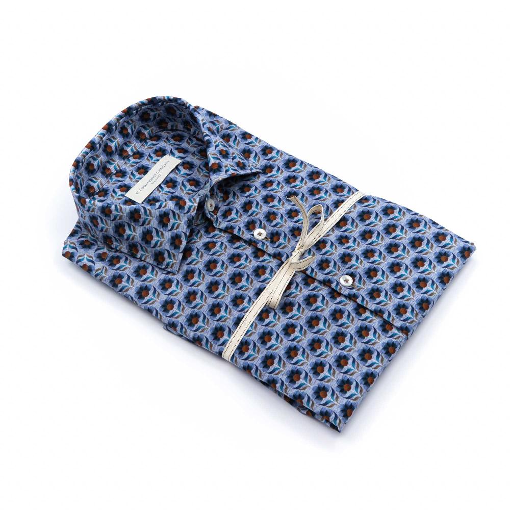 Alessandro Lamura Camicia Collo Italiano Con Fantasia Saldi