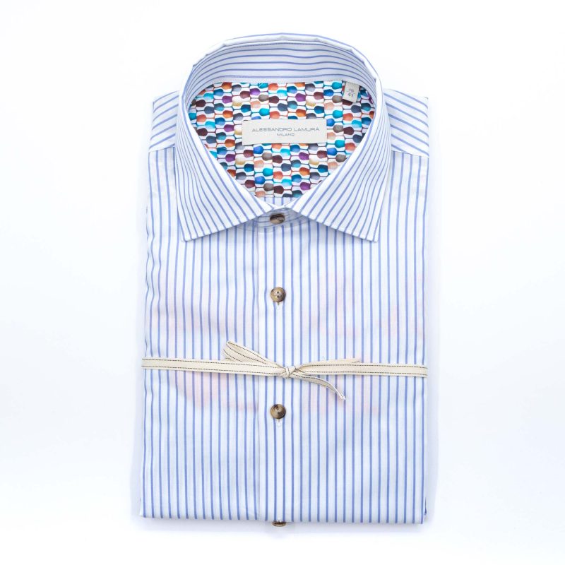 Alessandro Lamura Camicia Con Ricamo Rigata Collo Francese Offerte