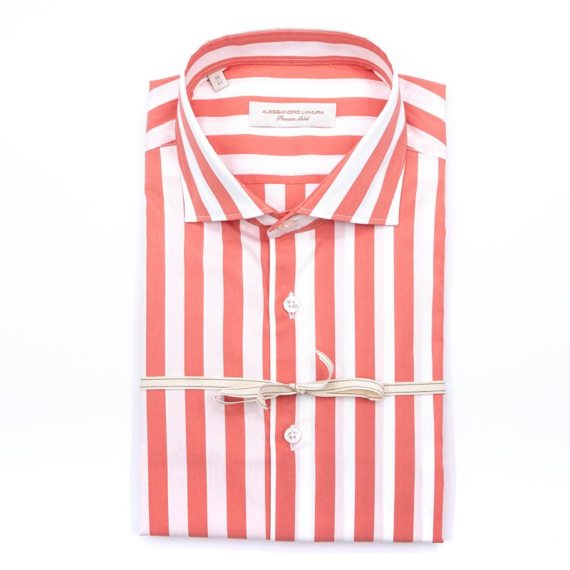 Alessandro Lamura Camicia In Cotone Rigata Collo Francese Vendite Flash