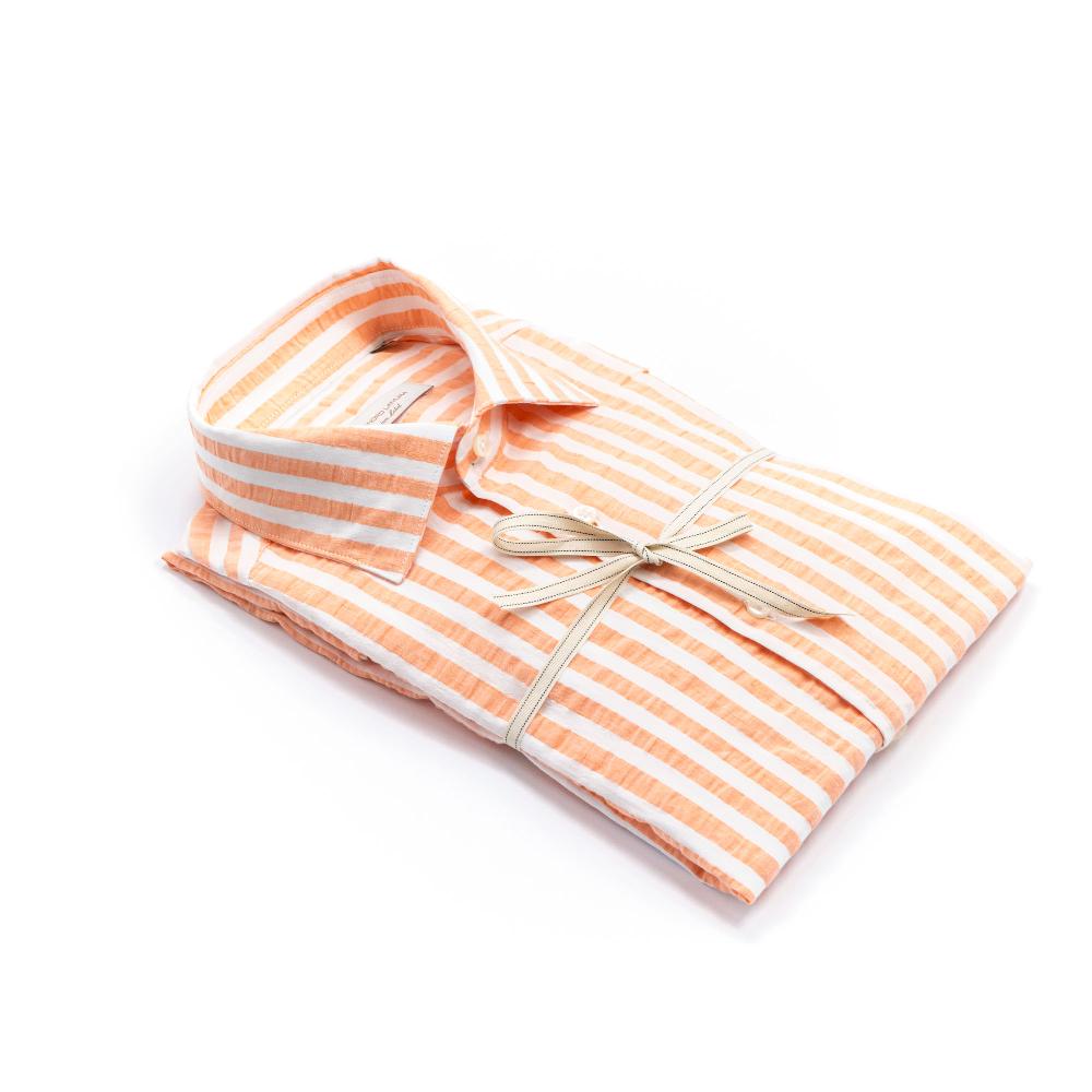 Alessandro Lamura Camicia Groffata in Cotone Collo Francese In Saldo