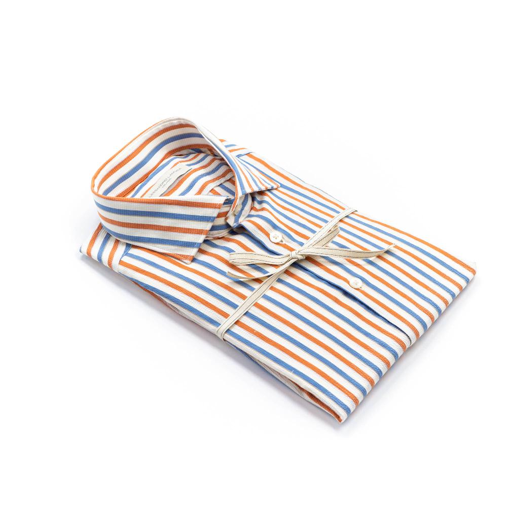 Alessandro Lamura Camicia Multicolor a Righe Groffata Collo Francese Soddisfazione Garantita