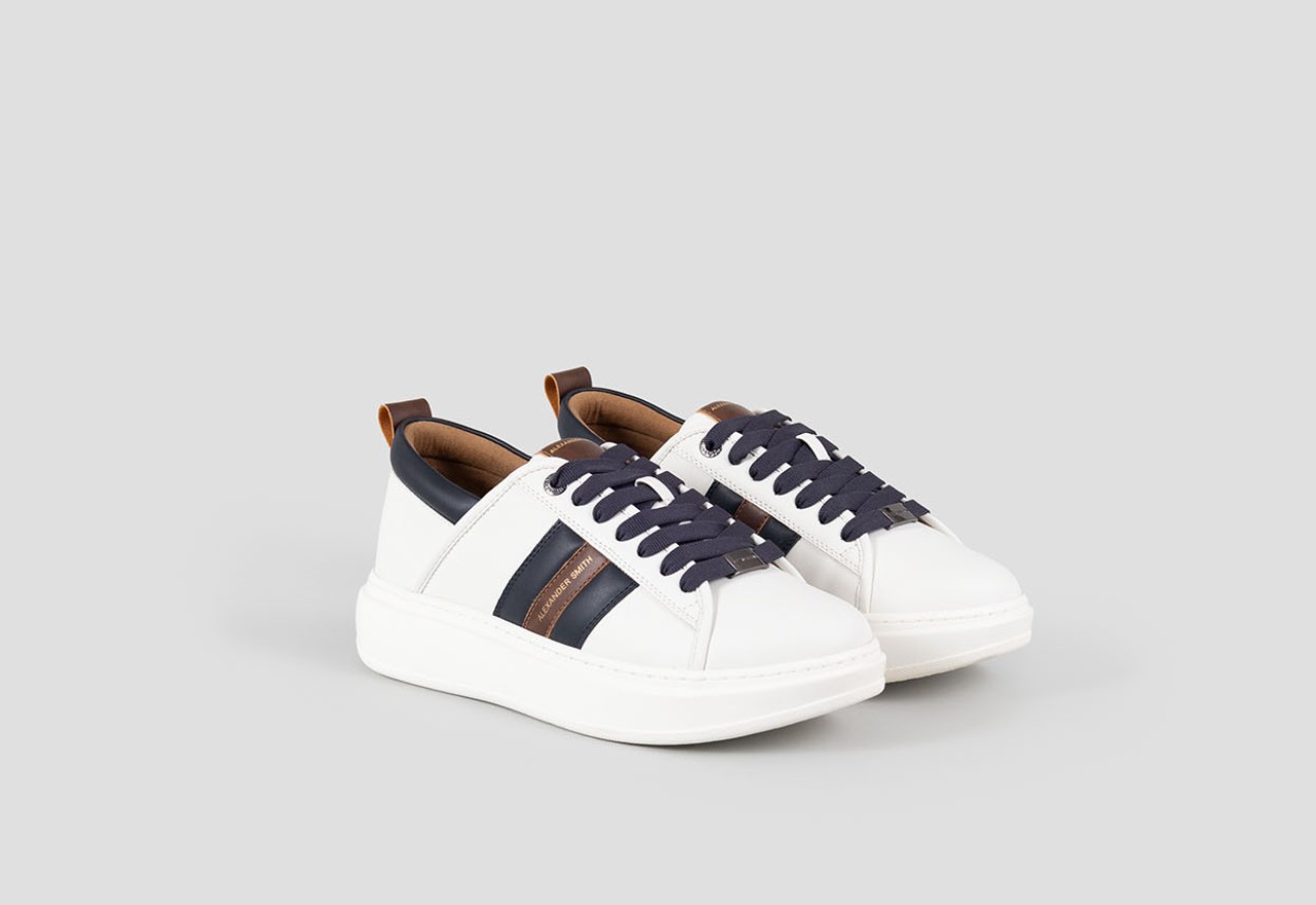 Alexander Smith ECO-WEMBLEY MAN WHITE BLUE COGNAC Presa