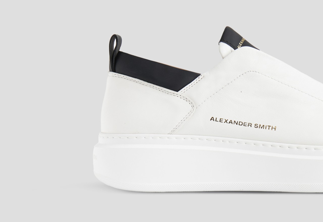 Alexander Smith WEMBLEY SLIP-ON MAN WHITE BLACK In Linea