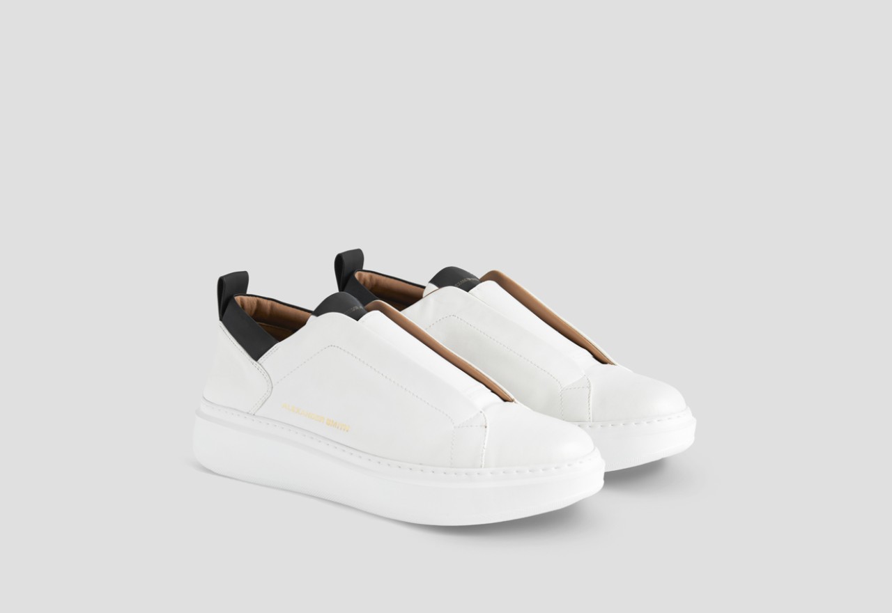 Alexander Smith WEMBLEY SLIP-ON MAN WHITE BLACK In Linea