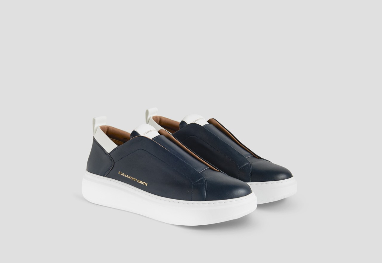 Alexander Smith WEMBLEY SLIP-ON MAN BLUE WHITE Nuovo