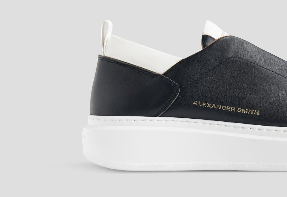 Alexander Smith WEMBLEY SLIP-ON MAN BLACK WHITE Qualità