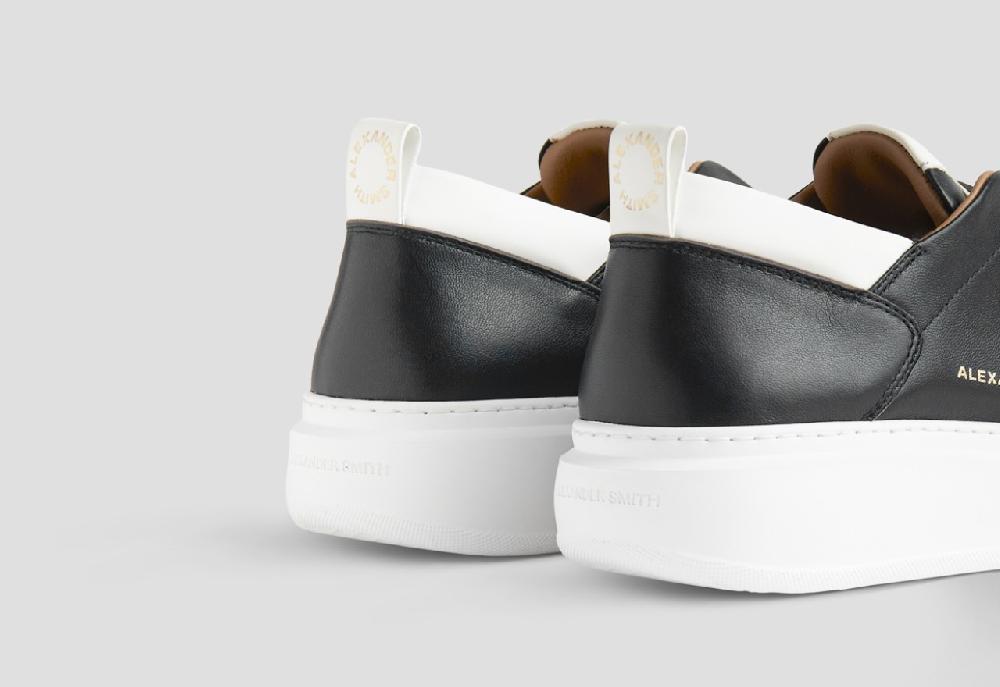 Alexander Smith WEMBLEY SLIP-ON MAN BLACK WHITE Qualità