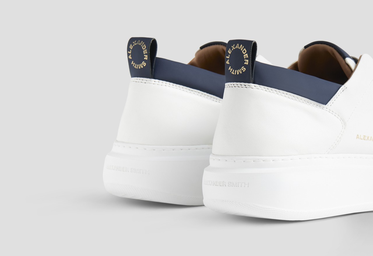 Alexander Smith WEMBLEY SLIP-ON MAN WHITE BLUE Vendita