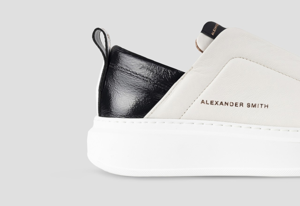 Alexander Smith WEMBLEY SLIP-ON WOMAN WHITE BLACK Consegna Veloce