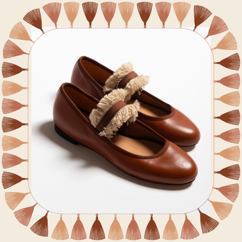 Allagiulia Ballerina Lolita CUOIO Frangia SABBIA Hotsell