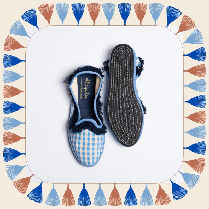 Allagiulia -Capsule Santorini- Friù Venezia VICHY AZZURRO Frangia BLU Presa