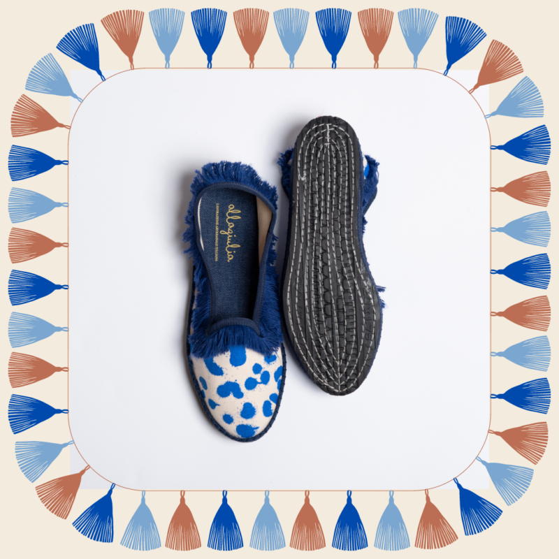 Allagiulia -Capsule Santorini- Friù Venezia Frangia CANVAS TIGROTTO BLUETTE Sconto