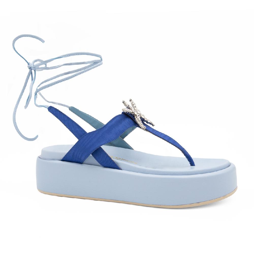 Amalfi by rangoni Sandalo piattaforma Capri blu Consegna Veloce