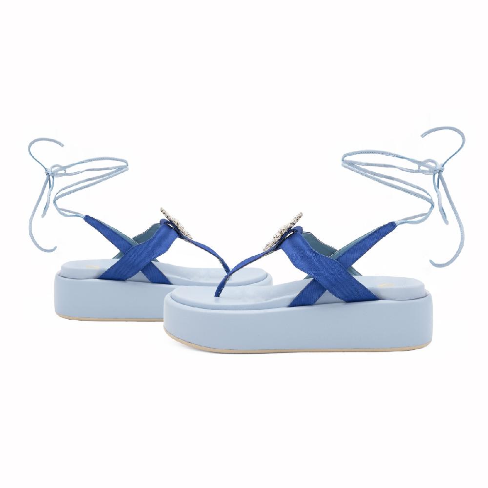 Amalfi by rangoni Sandalo piattaforma Capri blu Consegna Veloce